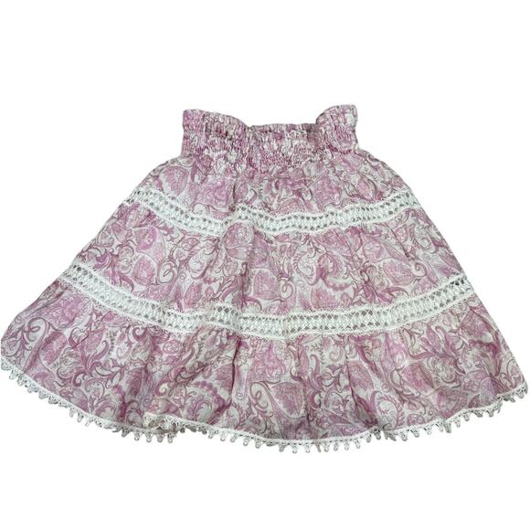 Temptation Positano Womens Size S Pink Floral Linen Skirt - Picture 1 of 8